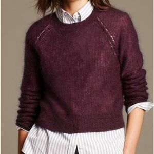 Banana Republic Women’s Mohair Wool Blend Knitted Sweater SZ M in Purple